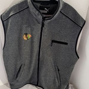 Puma zippered fleece sweater vest men's XL Chicago Blackhawks logo
